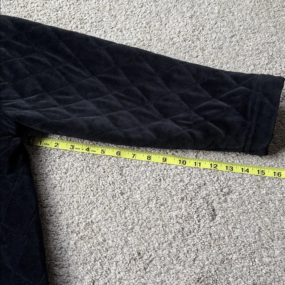 Jones New York Black Velvet Quilted Pea Coat with Gold Buttons Size PL‎